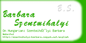 barbara szentmihalyi business card